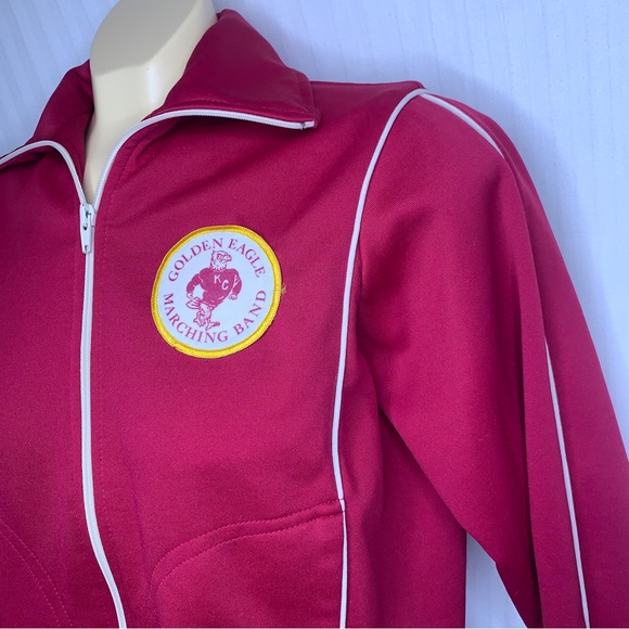 70s Nike Sportswear Burgundy High School Track Jacket Thick Retro Stripes - Picture 3 of 11